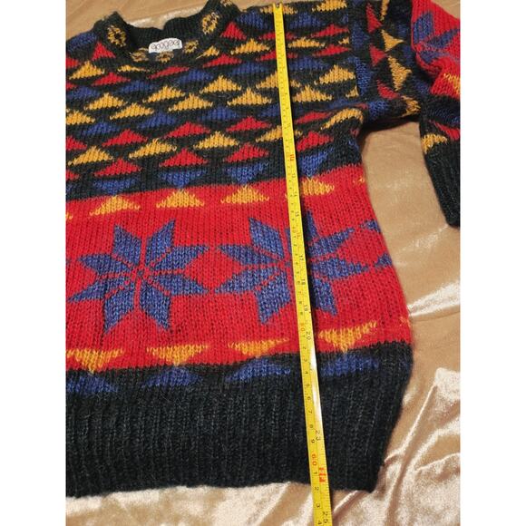 VTG 80s Fall Pattern 50% MOHAIR SWEATER WOMEN sz M Core Natural Fiber Snowflake - Picture 4 of 10